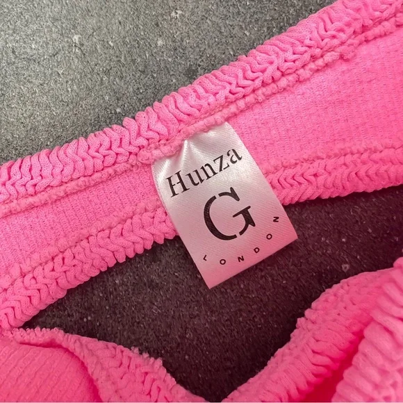 NWOT New Hunza G Ariel Bandeau Pink Bubblegum Bikini Swim Swimsuit One Size - Picture 6 of 8